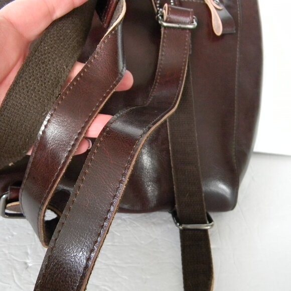 HESHE DARK BROWN GLAZED LEATHER BOHO BACKPACK main image 4